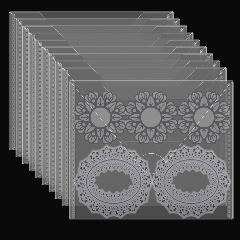 20 Pcs Large 11.5"X9" Stamp & Die Storage Pockets Resealable Clear Plastic Seal Bags Storagefor Cutting Dies Stencil Album Stamp Crafts for DIY Scrapbooking Paper Card Craft Cutting Dies Storage