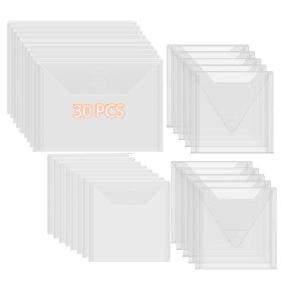 30Pieces Clear Die & Stamp Plastic Storage Bag, 3Size Resealable Large Envelope Pocket for DIY Scrapbooking Paper Card Craft Making and Cutting Dies Stencil (7.1"x5.1";6.4"x6.4";4.75"x4.75")
