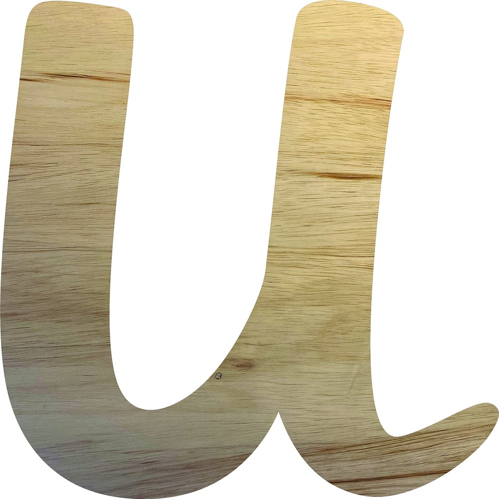Wooden Letter 9" Blank U MUTHIKE Font