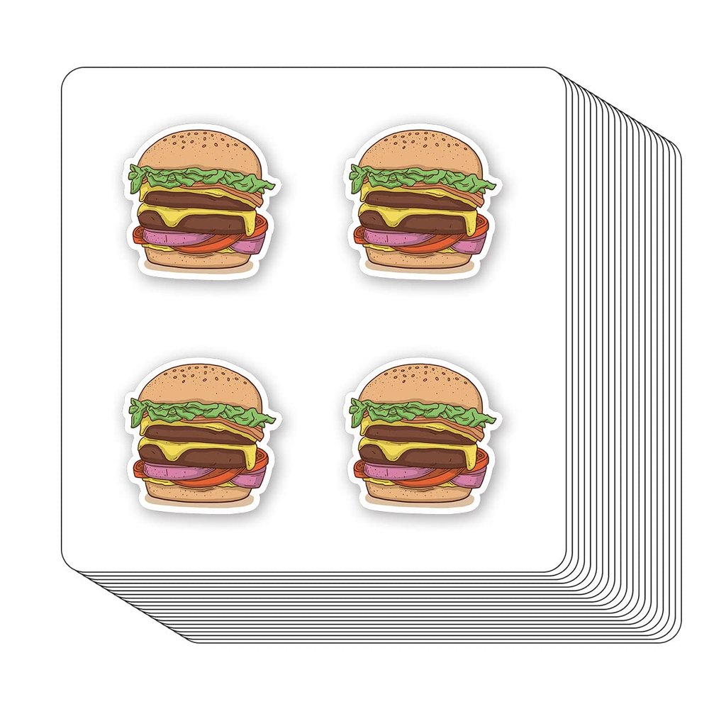 Hamburger Stickers 1in for Scrapbooking, Arts, Craft, Kids DIY, Calendars Journals 80-Pack
