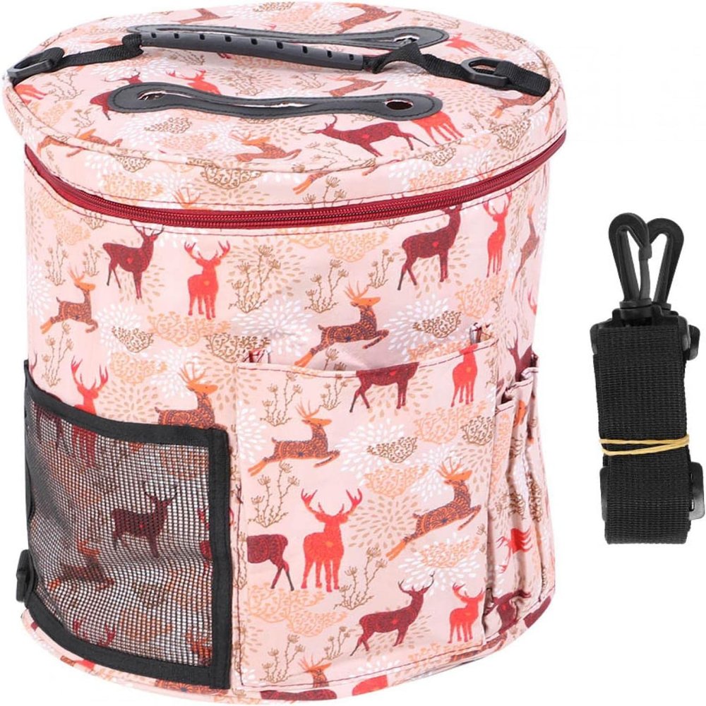 Portable Knitting Storage Bag, Large Capacity Craft Organizer to Store Crocheting, Portable Yarn Storage Hook Needle Sewing Tool Accessories Case(Large drum)