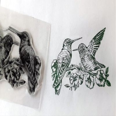 Birds on Floral Branch - Clear UN Mounted- Rubber Stamp