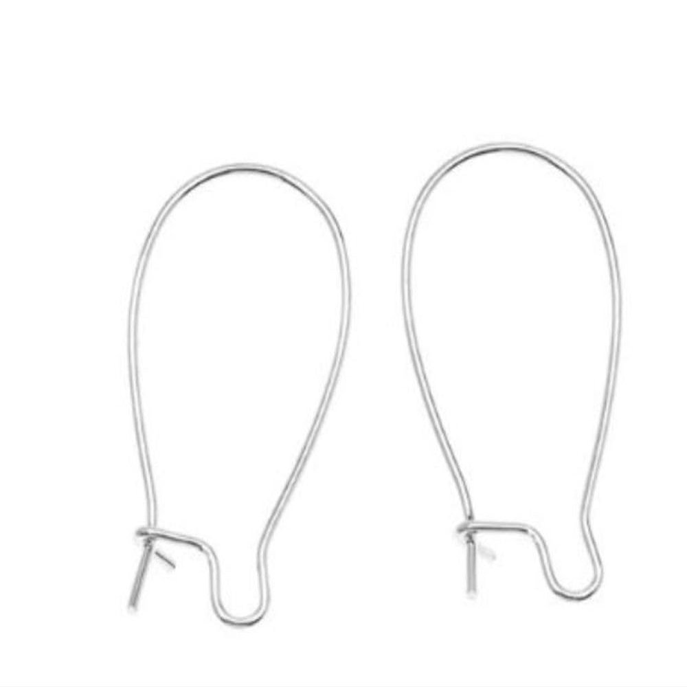 100pcs Adabele Hypoallergenic Tarnish Resistant Earring Hooks Kidney Ear Wire 36mm Long Sterling Silver Plated Brass for DIY Craft Earrings Jewelry Making BF187-36