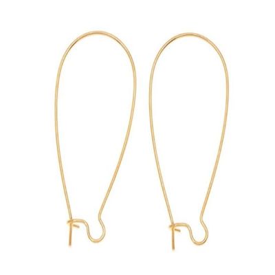 100pcs Adabele Hypoallergenic Tarnish Resistant Earring Hooks Kidney Ear Wire 36mm Long 18K Yellow Gold Plated Brass for DIY Craft Earrings Jewelry Making BF184-36