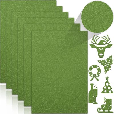 Twavang 24 Sheets Green Glitter Cardstock Paper, A4 Premium Sparkly Paper for Scrapbook, DIY Projects, Party Decoration, Gift Box Wrapping 250GSM/92lb