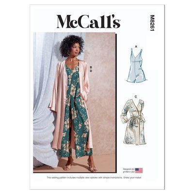 McCall's M8261Y Misses' Romper, Robe, Sash, and Wide Leg Jumpsuit Sewing Pattern Kit, Code M8261, Sizes XS-S-M