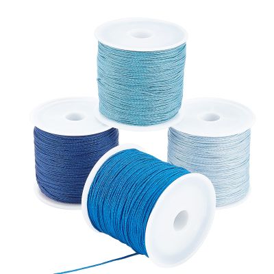 PH PandaHall Blue Nylon Thread 0.8mm Beading Cord Braided Nylon String Chinese Knotting Cord Macrame Thread for Friendship Bracelets Beach Surfer Crafting Christmas Tree Ornament, 196 Yard