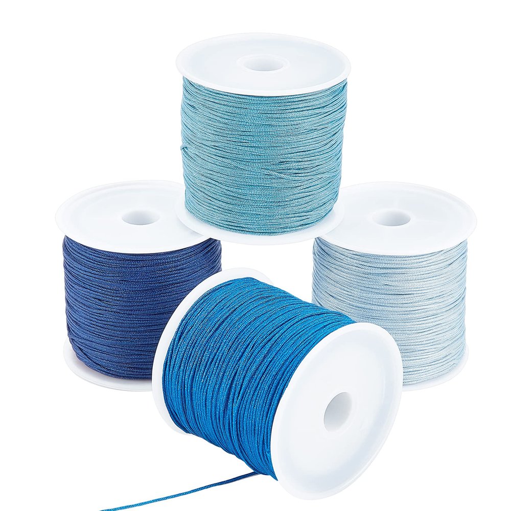 PH PandaHall Blue Nylon Thread 0.8mm Beading Cord Braided Nylon String Chinese Knotting Cord Macrame Thread for Friendship Bracelets Beach Surfer Crafting Christmas Tree Ornament, 196 Yard
