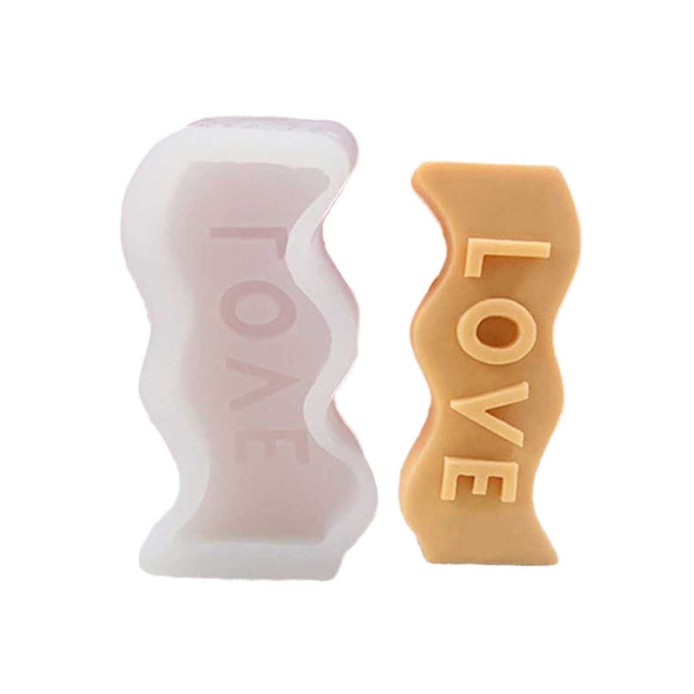 TOPYS Wave Alphabet Letter Pillar Silicone Candle Molds, DIY Casting Epoxy Letter Molds for Clay Resin Pendant Plaster Carving Making Aromatherapy White Elephant Gifts (Love)