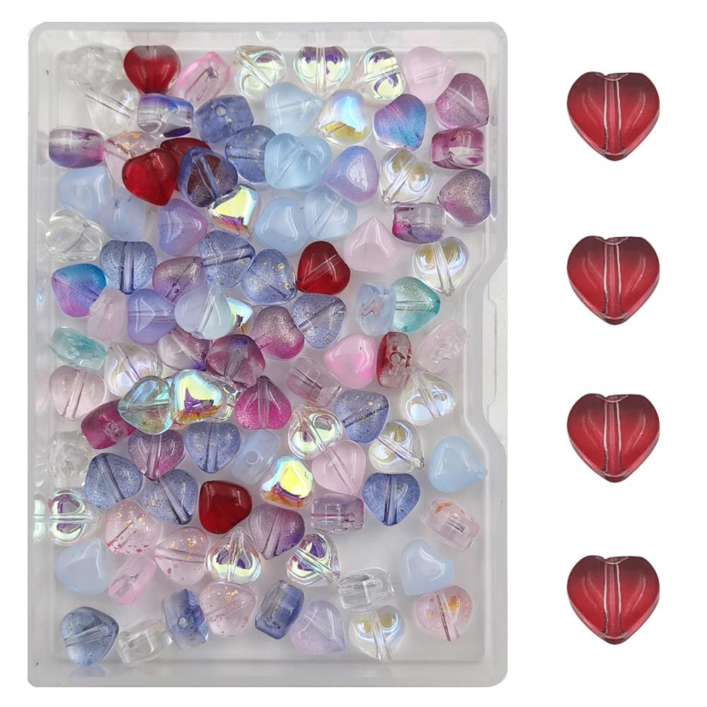 INSPIRELLE 100pcs Heart Crystal Glass Spacer Beads for Jewelry Bracelet Necklace Making, 6mm