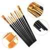 10 Pack Nylon Hair Paint Brushes Set for Acrylic, Watercolor and Oil Painting - Black Craft Brushes view 3