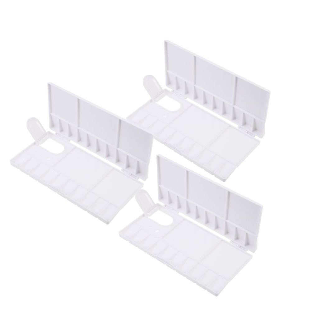 Ciieeo 3pcs Plastic Rectangular Folding Watercolor Pigment Mixing Palette Storage Box for Artists Lightweight Easy to Clean Space-Saving Design for Sketching and Painting
