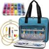 ATTERET Full Range Embroidery and Cross Stitch Starter Kit with Premium Storage Organizer Bag, Includes 99 DMC Coded Cotton Threads, 9 Metallic Floss, 3 Hoops, Needles, Scissors + More (Turquoise) view 1