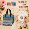 ATTERET Full Range Embroidery and Cross Stitch Starter Kit with Premium Storage Organizer Bag, Includes 99 DMC Coded Cotton Threads, 9 Metallic Floss, 3 Hoops, Needles, Scissors + More (Turquoise) view 2