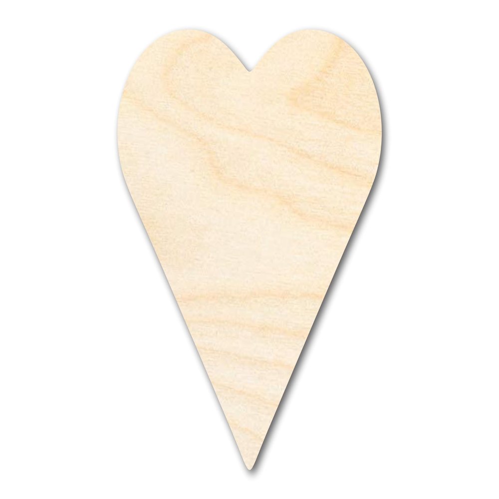 Unfinished Wood Tall Heart Shape | Valentine's Day | DIY Craft Cutout | Up to 46" 12" / 1/8"