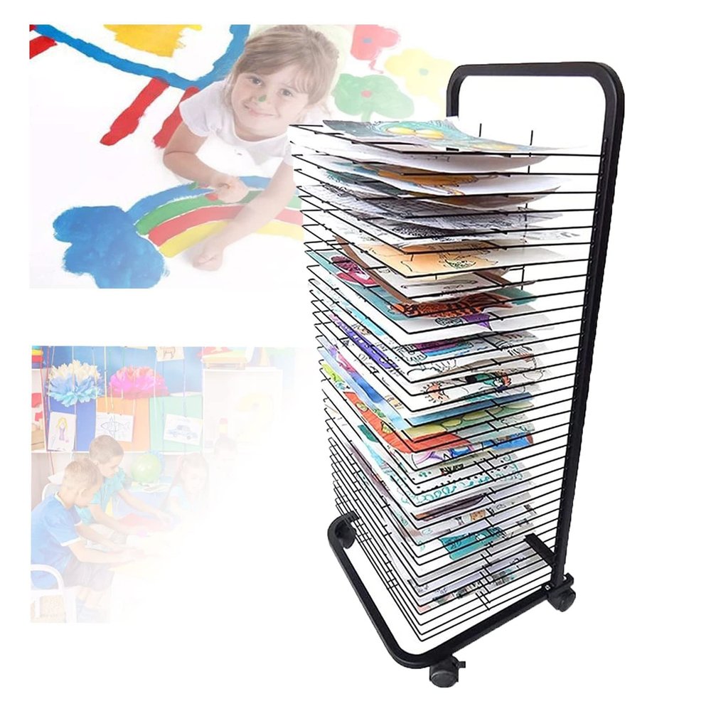 BXXZYF Art Drying Rack Easel - Metal Color Painting Book Display Rack, Educational Product Drying Rack, Space Saving Rack for Artist Canvas Panels, Paper, Prints (Size : 35-Tier)
