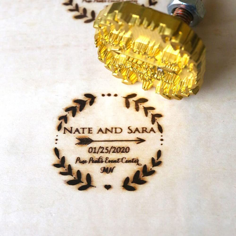 Custom Wedding Branding Iron for Wood with Wreath Design, Wreath Logo for Wedding Gift Branding Stamp,Durable Leather Branding Iron Stam