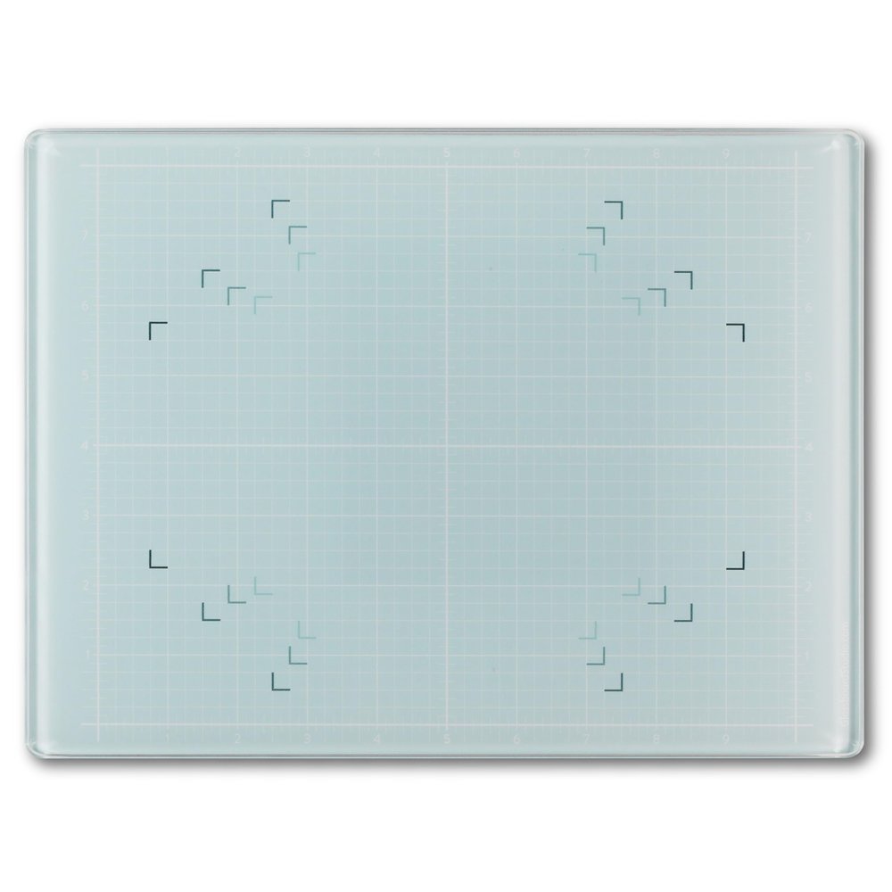 GLASSBOARD STUDIO Aqua Glass Craft Mat (9x12in) - Magnetic, Heat & Scratch Resistant, Stain-Proof for Crafting, Cutting, Painting, Mixed Media Artwork - Grid & Angle Lines, Non-Slip Rubber Feet