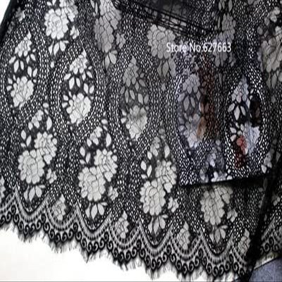 HZLXF1 lace Trim 3 Meter White Eyelashes Lace Trimmings FabricSuitable for DIY Crafts Wedding Dress Clothing 150cm Width Black lace Ribbon (Color : Black)