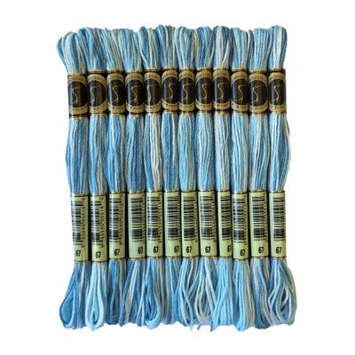 Magical Color Variegated Cross Stitch Thread Color Variations Embroidery Floss Pack, 8.7-Yard, Baby Blue, Pack of 12 Skeins