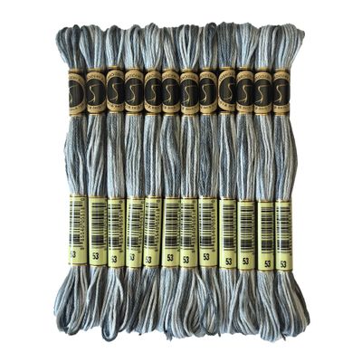 Magical Color Variegated Cross Stitch Thread Color Variations Embroidery Floss Pack, 8.7-Yard, Steel Gray, Pack of 12 Skeins