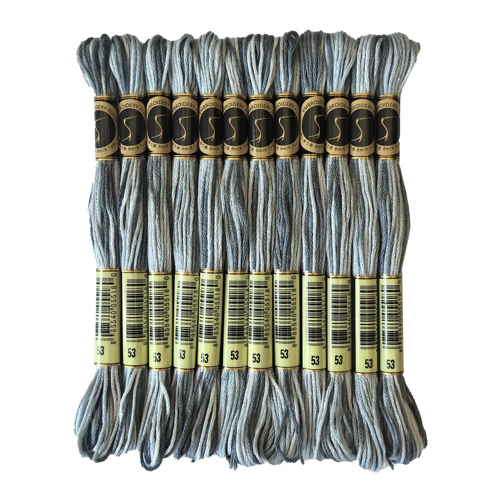 Magical Color Variegated Cross Stitch Thread Color Variations Embroidery Floss Pack, 8.7-Yard, Steel Gray, Pack of 12 Skeins