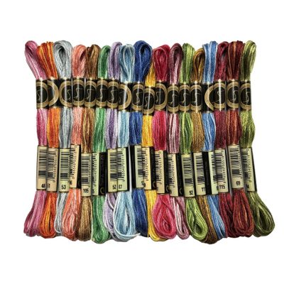 Magical Color Variations Floss Pack Six Strand Embroidery Variegated Cross Stitch Threads, Multi Color Set A, Pack of 18 Skeins
