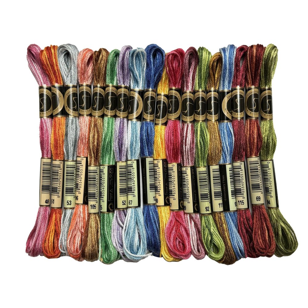 Magical Color Variations Floss Pack Six Strand Embroidery Variegated Cross Stitch Threads, Multi Color Set A, Pack of 18 Skeins