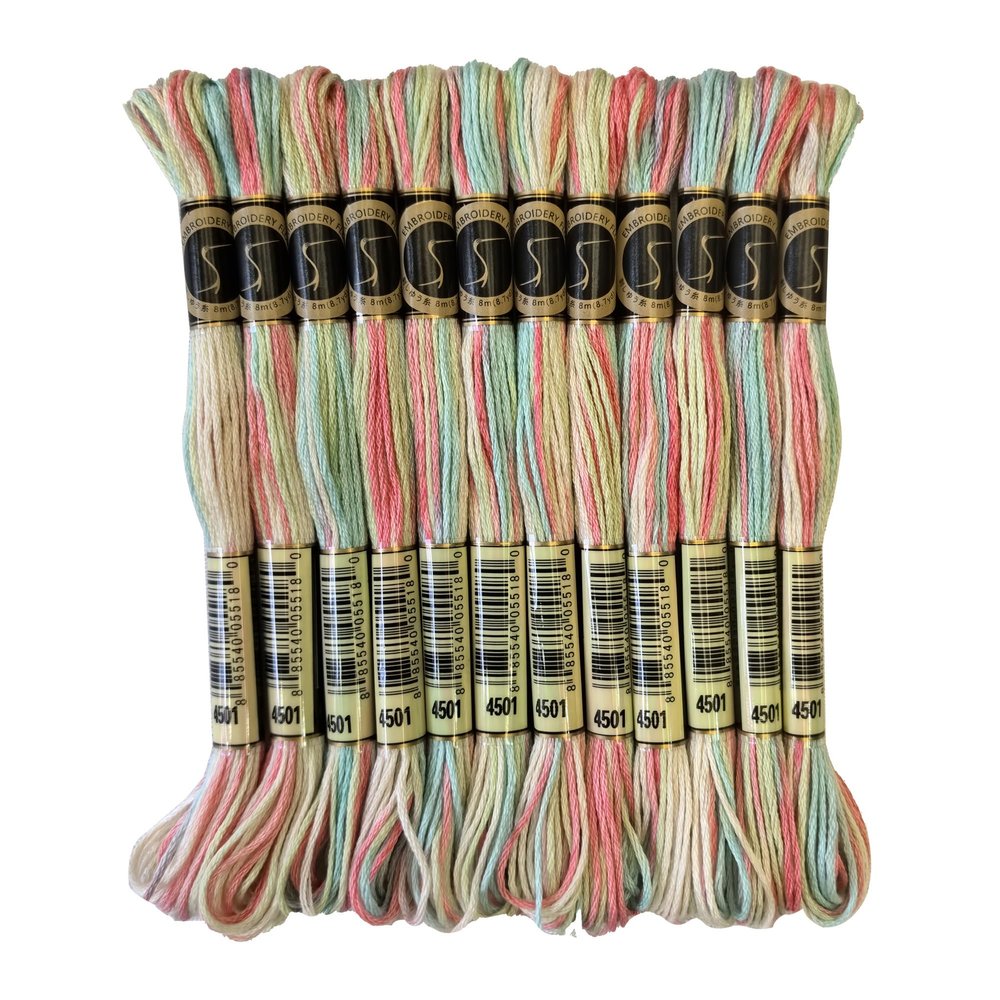 Magical Color Variegated Cross Stitch Thread Color Variations Embroidery Floss Pack, 8.7-Yard, Wildflowers, Pack of 12 Skeins