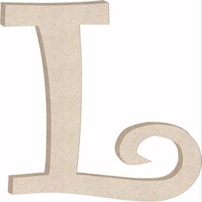 Wooden 10 Inch Letters Blank L Craft, Unfinished MDF Curlz Alphabet Letter for Monogram Initials, Paintable Wall Hanging