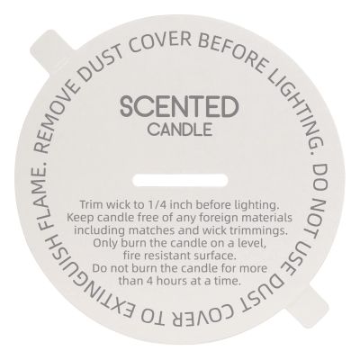 CandMak Candle Dust Covers, 160pcs Printed White Matte Candle Dust Lid with Pull Tab for Candle Making (3.25")
