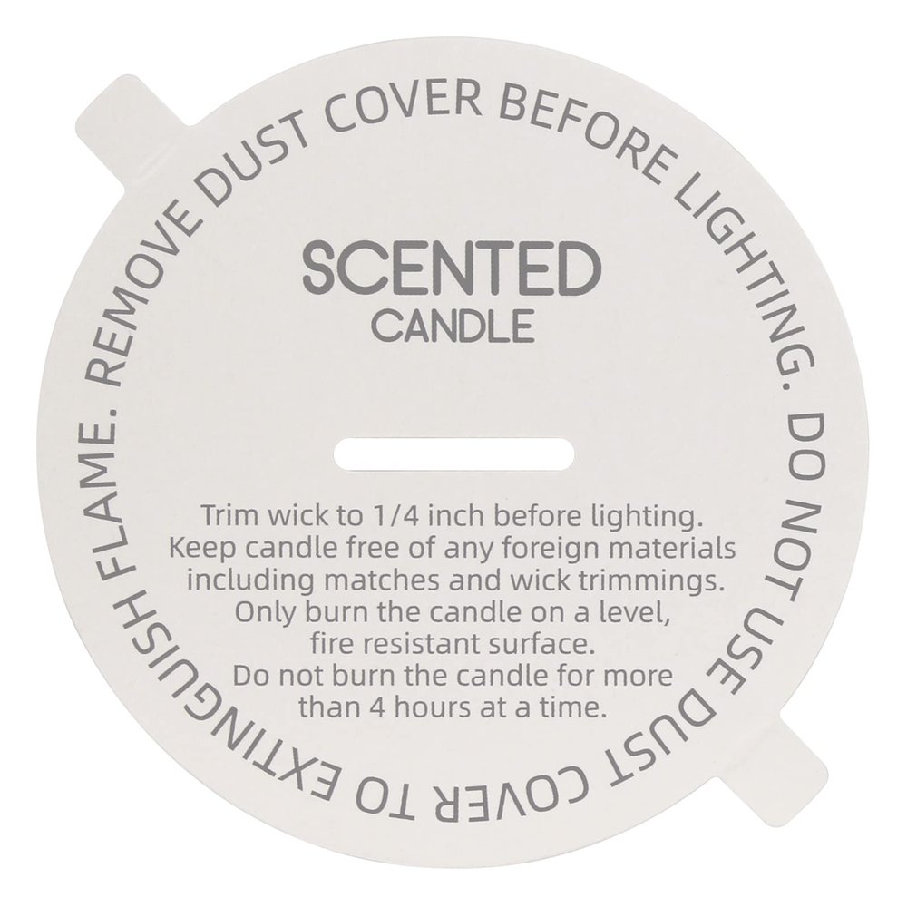 CandMak Candle Dust Covers, 160pcs Printed White Matte Candle Dust Lid with Pull Tab for Candle Making (3.25")