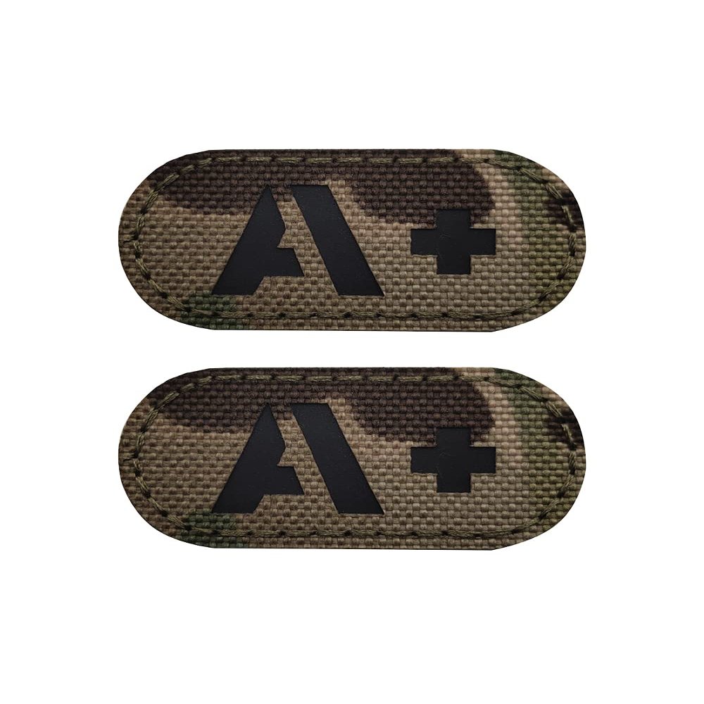 2 PCS AliPlus A+ POS Patches Blood Type Patches IR Infrared Reflective Laser Cut Patch Tactical Morale Patch Hook and Loop(2 * 1in CP)