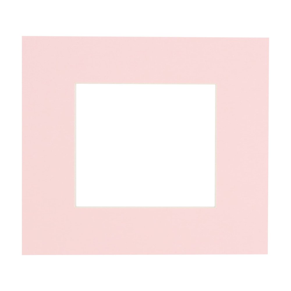 5x5 Mat For 7x7 Frame - Precut Soft Pink Square Shaped Photo Mat Board Opening - Acid Free Matte and Bevel Cut for Family Photos, Pack of 1 Matboard Show Kit With Acid Free Backing & Clear Bag