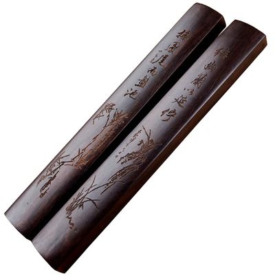 XIALON 1pairs 11.8inch Wood Paperweight Carving Calligraphy Paper Weight Painting Supplies