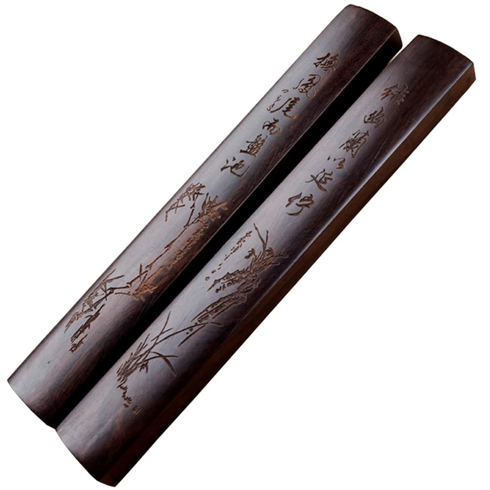 XIALON 1pairs 11.8inch Wood Paperweight Carving Calligraphy Paper Weight Painting Supplies