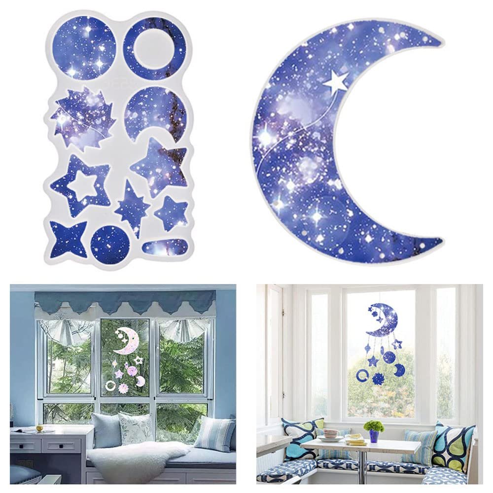 Silicone Resin Molds Moon & Star Wind Chime Molds Wall Hanging Home Garden DIY Decor Art Decoration 3 pcs (resin-3pcs)