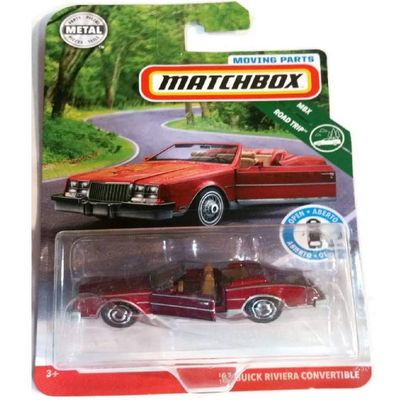 DieCast Matchbox Moving Parts '83 Buicks Riviera Convertible, MBX Road Trip (Red)
