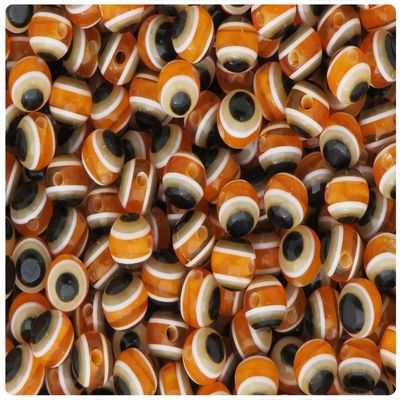 BeadTin Orange Transparent 8mm Round Evil Eye Resin Beads (120pcs)