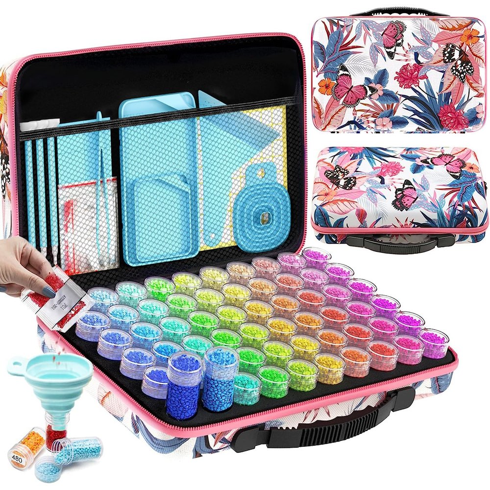 ARTDOT 60 Slots Storage Container for Diamond Art Kits for Adults,Portable Bead Storage Boxes for Diamond Painting Accessories and Tools