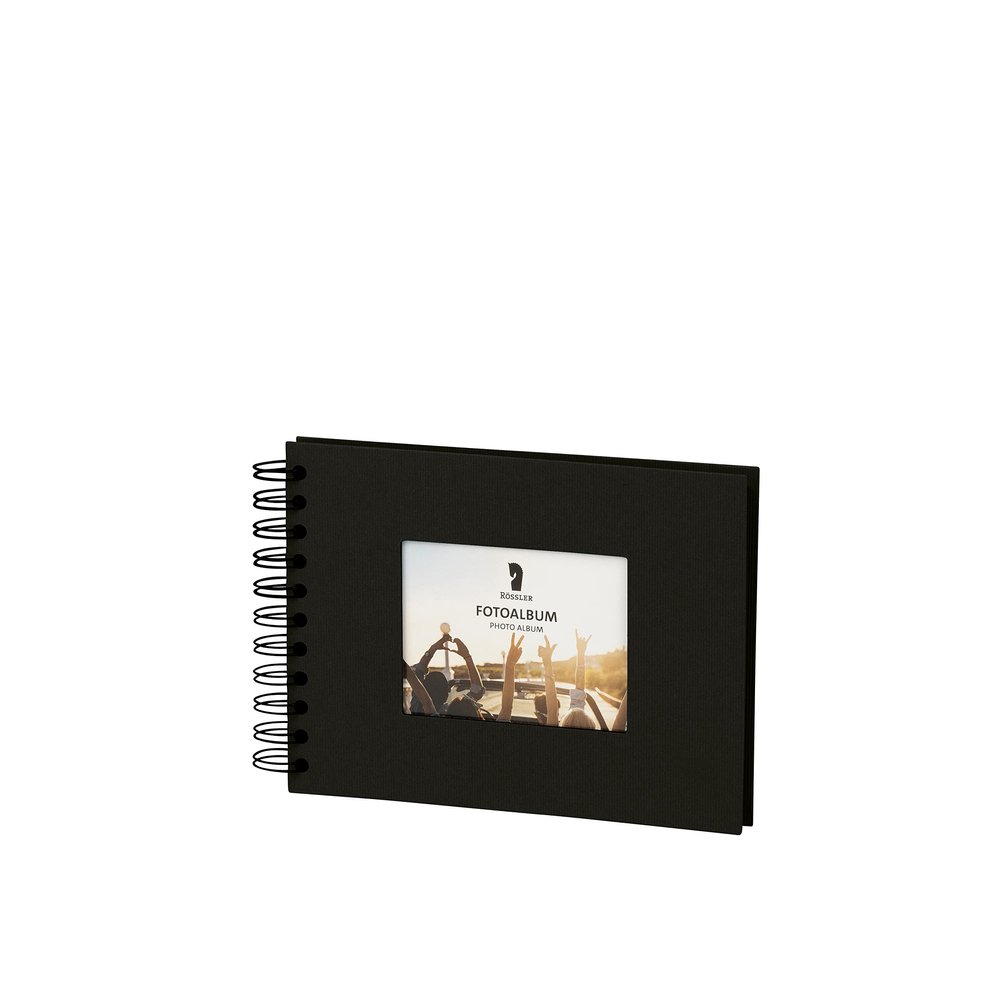 Rssler 13293200702 - Photo Album with Wire-O-Binding, Mounted Cut-Out, Black, 40 Pages, 145 x 195 x 25 mm, 1 Piece