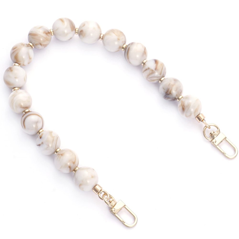 AUMEY Handbag Chain Straps Acrylic Purse Chain Strap Fashionable Replacement Purse Clutches Handles for Purse Handbags DIY Crafts, 15 inch of Each (YZL01-Beige)