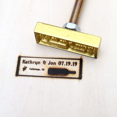 Custom Wedding Branding Iron for Wood with Wine Bottle Design,Personlized Logo for Wedding Stamp,Durable Leather Branding Iron Stamp