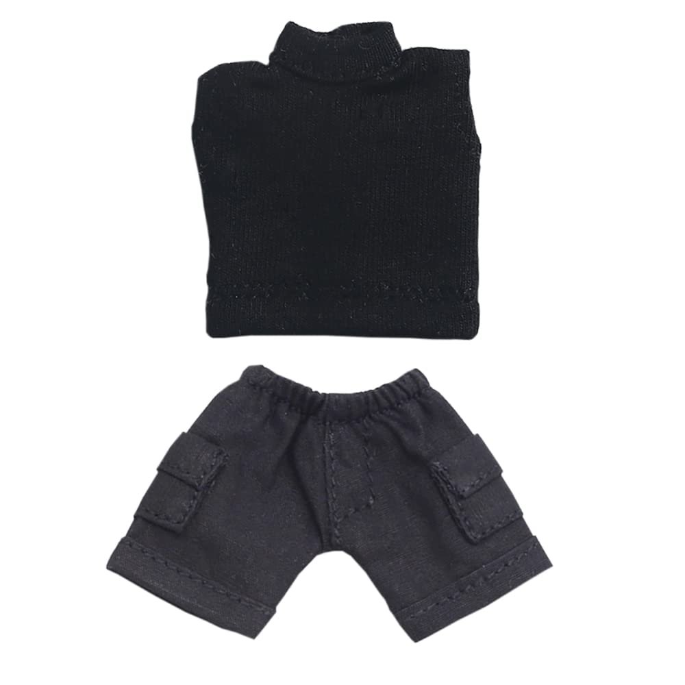 niannyyhouse Solid Color Long Vest Pocket Cargo Denim Shorts 1/12 BJD OB11 Doll 4.3 inches (11 cm) Body Figure Accessory (Long, Dark Blue)
