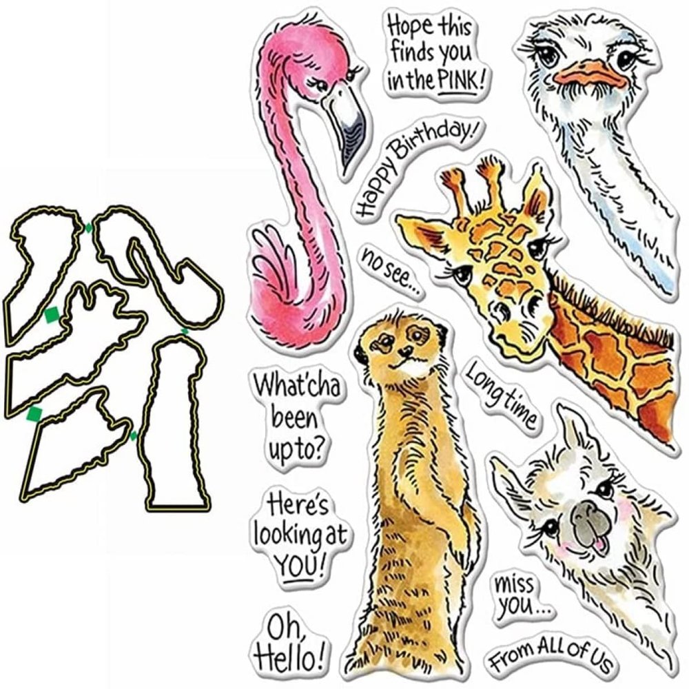 BAOFALI Animals is Watching You Metal Cutting Dies DIY Die-cuts and Clear Rubber Stamps Set Stamping Scrapbooking Embossing Stencil Album Gift Cards Home Decoration Paper Craft