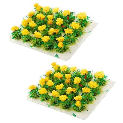 NWFashion 40PCS Miniature Colorful Flower Cluster Groups Grass Tufts Miniature Static Scenery Model (Yellow)