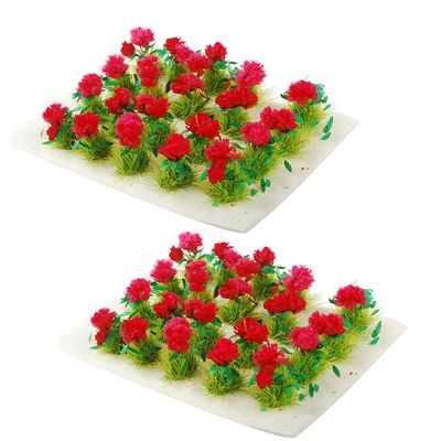 NWFashion 40PCS Miniature Colorful Flower Cluster Groups Grass Tufts Miniature Static Scenery Model (Red)