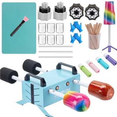 LFSUM 4 Arm Cup Turner for Crafts Tumbler,Multi Tumbler Spinner Machine Kit,Tumbler Turner DIY Glitter Epoxy Resin Tumblers (4X-Cup-Blue)