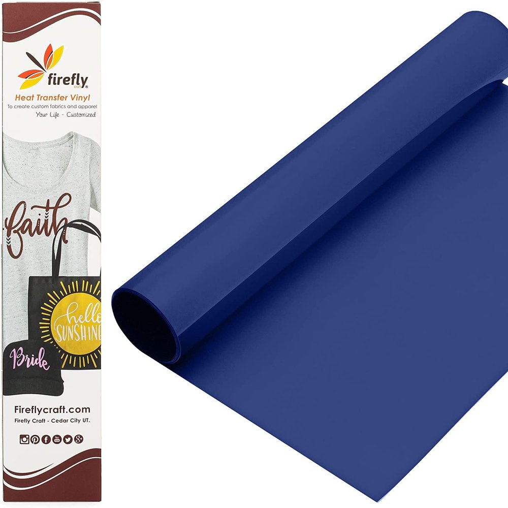 Firefly Craft Regular Royal Blue, Heat Transfer Vinyl for Shirts - Iron on Vinyl for Cricut & Silhouette Heat Press Vinyl for Shirt Transfers - Iron on HTV Vinyl - 15 Pieces, 12" X 20" (25 Feet) Each
