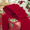 MEEDEE Red Velvet Wired Ribbon 2.5 Inch Wide Red Ribbons 25 Yards Spool Velvet Christmas Ribbon Red Wired Ribbons for Christmas Tree, Wreaths Supplies, Bows Making view 4